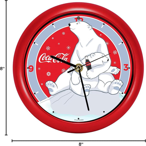 Mark Feldstein & Associates Coca Cola Polar Bear Hugs Festive Red 8 inch Holiday Carol Sound Clock...