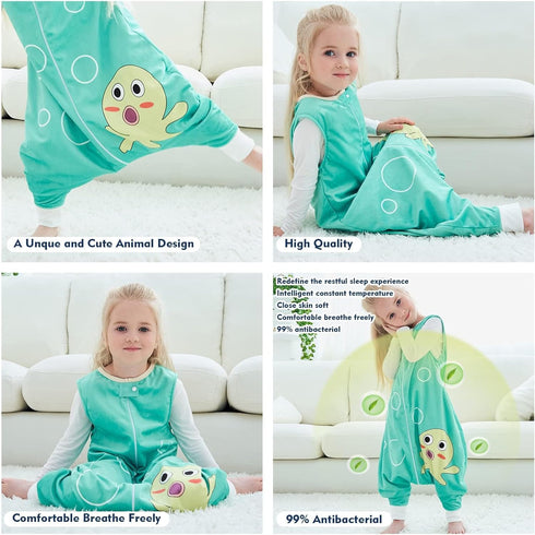 MICHLEY Toddler Sleeping Sack with Feet Newborn Infant Sleeveless Sleeping Bag 2-way Zipper Baby Wearable Blanket for Walkers,Green Octopus,5-6T...
