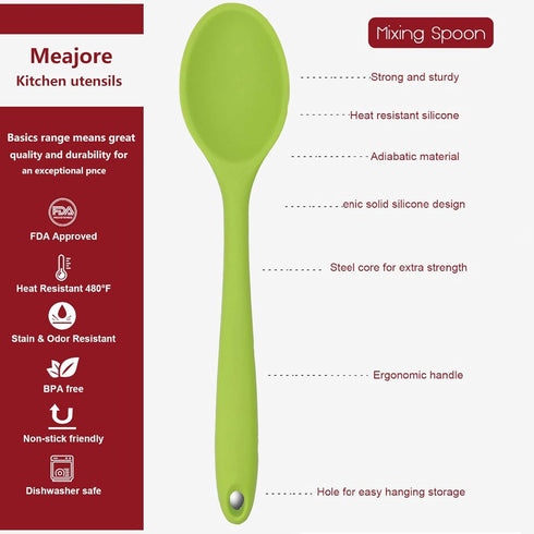 2 Pcs Silicone Spoons for Cooking Heat Resistant, Hygienic Design Cooking Utensi Mixing Spoons for Kitchen Cooking Baking Stirring Mixing Tools (G...