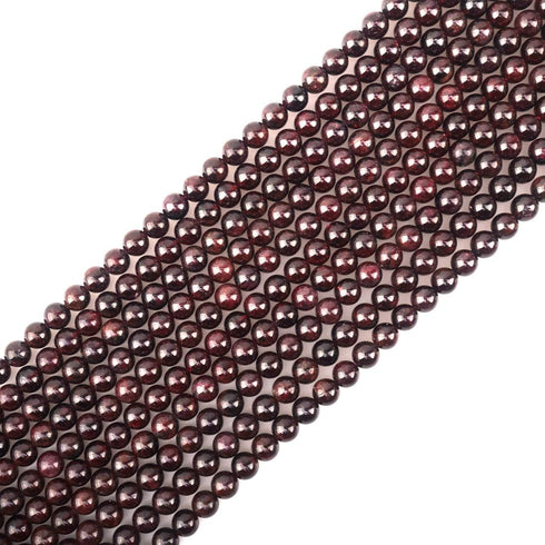 8mm Natural Garnet Stone Round Loose Stone Beads for Jewelry Making DIY Crafts Design 1 Strand 15" APPR.43-45pcs...