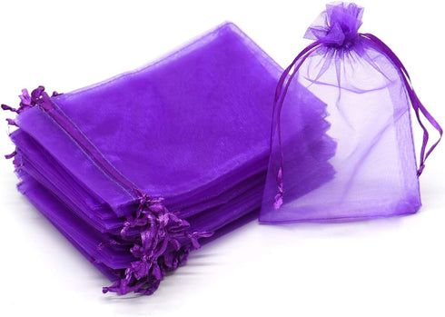 100Pcs 4x6 Inches Drawstring Organza Bags, Sheer Jewelry Candy Pouch Festival Party Wedding Favor Gift Bags Sachet Bags (Purple)...