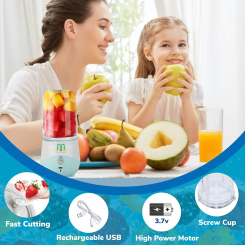 Portable blender. Rechargeable juicer cup. Individual hand blender for shakes, juices and smoothies. Baby food blender, Personal fresh juice blend...