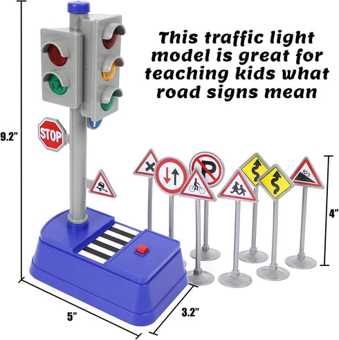 Kiddie Play Traffic Signs and Crosswalk light signal toys for kids (12pcs)...
