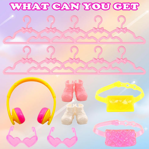 30 PCS Mini 6 Inch Doll Clothes and Accessories Include 4 Tops, 4 Pants for Boy Dolls, 5 Dresses , 2 Swimsuit and 2 Shoes, 10 Outfits Hangers Pock...