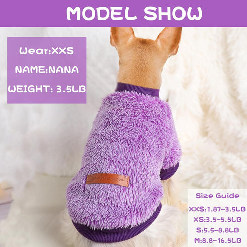 Dog Sweaters for Small Dogs, Chihuahua Fleece Clothes, XS Dog Clothes Winter Warm Puppy Sweaters Boys Girls Tiny Dog Outfits for Teacup Yorkie, Pe...