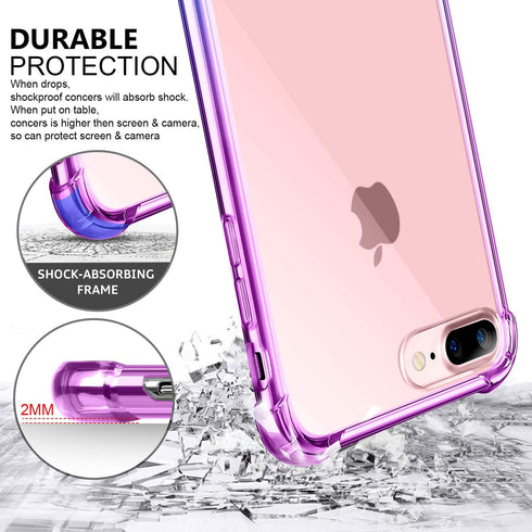 GeekZone iPhone 8 Plus Case, iPhone 7 Plus Case, Crystal Colorful Shock Absorption Technology Case Hard Back Panel TPU Bumper Drop Protection for ...