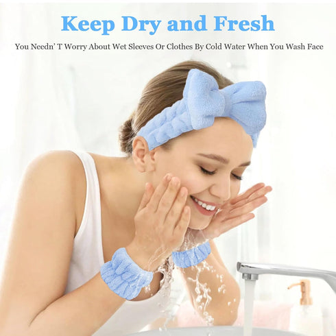 6 Pcs Makeup Headband,Headband For Washing Face,Spa Headband For Washing Face And Matching Wristbands,Cute Style, Teen Girls Fuzzy Skincare Headba...