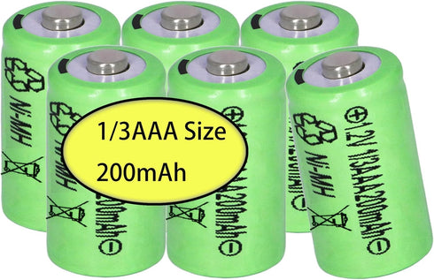 6 Packs 1/3aaa 200mah 1.2v NI-MH Rechargeable Battery for Outdoor Solar Garden Art Light Battery (Not AAA Standard Size Batteries, 1/3 The size of...