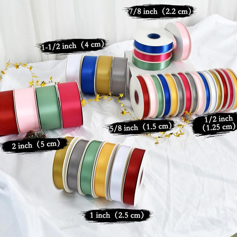 TONIFUL 1/2 Inch x 50yd Dark Gold Satin Ribbon Thin Solid Fabric Ribbon for Gift Wrapping, Floral Bouquets, Bows and Craft Making, Christmas Valen...