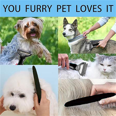 PROBUSINES-Double-SidedUndercoatRake CatandDogHairRemovalBrush Catand DogGroomingSupplies,UndercoatRake Pet HairRemovalBrushTool PetGrooming Brush...