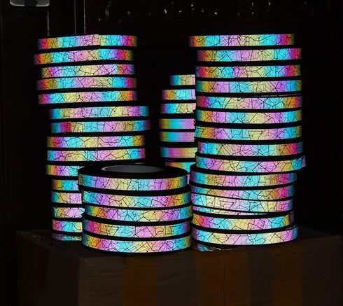 Colorful Rainbow Reflective Webbing Ribbon Fabric Tape Trim Strip for Clothing DIY Crafts Sew On 20mm x 23m...