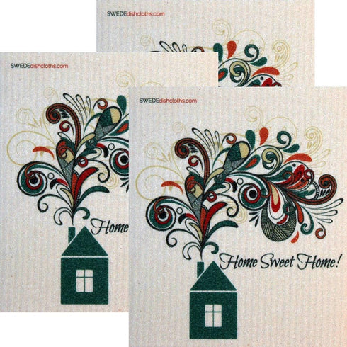 Home Sweet Home Set of 3 each Swedish Dishcloths | ECO Friendly Absorbent Cleaning Cloth | Reusable Cleaning Wipes...
