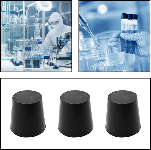 PENCK 6pcs Rubber Stopper 20mm - 26mm Plugs Tapered Plug Black Solid Test Tubes Bungs Stoppers for Lab Home Use...