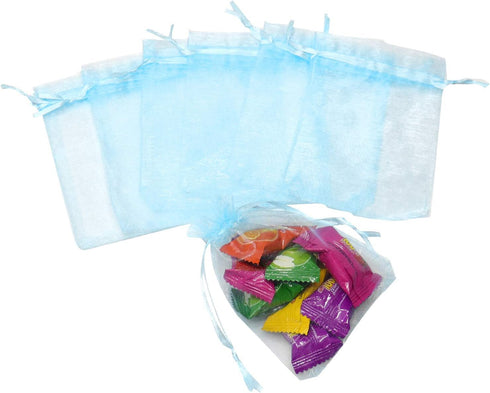 100Pcs Organza Bags 5x7 Inch, Sky Blue Sheer Baby Shower Party Favor Bags with Drawstring, Mesh Jewelry Gift Bags Wedding Candy Pouches...