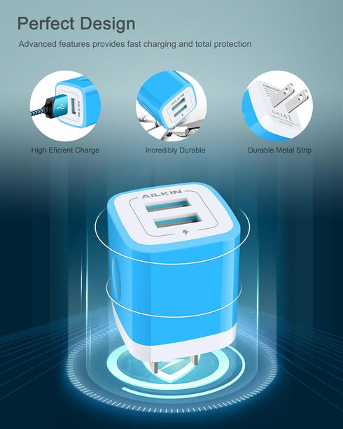 Micro USB Wall Charger Box, USB Brick S7/S6 Edge Fast Charge, Charger Adapter Plug for Samsung Galaxy J7/J8/J6 Cord with Charging Cube Dual Port 6...