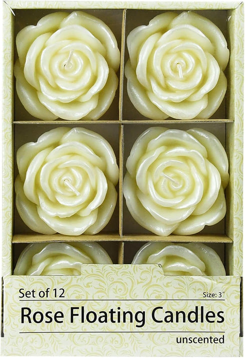 Zest Candle 12-Piece Floating Candles, 3-Inch, Ivory Rose...