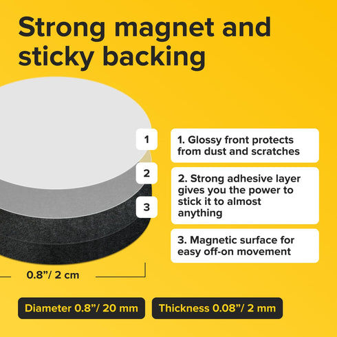 X-bet MAGNET - Self Adhesive Magnet Dots (0.8" x 0.8") - Peel & Stick Magnetic Circles - Industrial Flexible Sticky Magnets - Sheets is Alternativ...