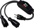 2 Way Extension Cord with On/Off Switch 3 Prong Outdoor Extension Cord Splitter, Heavy Duty Extension Cord with SJTW 14AWG 15A/125V and 18AWG 10A/...