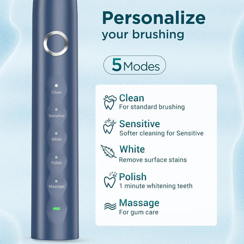Electric Toothbrush for Adults with 8 Brush Heads, Sonic Toothbrush Rechargeable with a Holder & Travel Case, 2.5 Hours Charge for 120 Days Use - ...