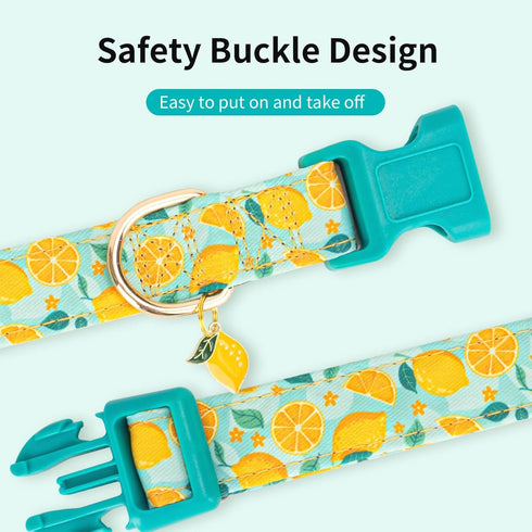 Cute Dog Collar Adjustable and Lightweight for Girl Female Boy Dogs,Soft and Fancy Summer Dog Collar with Lemon Special Design Pet Collar for Smal...