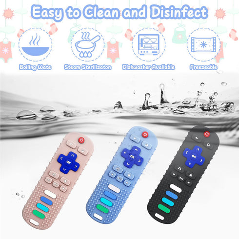 Babay Teething Toys, 2 Pcs Reomte Teether Toys, Silicone Chew Toy for Babies 3-24 Months, Remote Control Shape Teething Toys, Early Educational To...