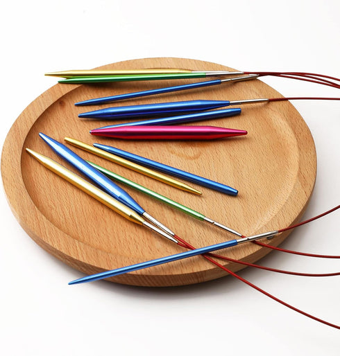 LOOEN 57pcs Aluminum Circular Knitting Needles Set with Ergonomic Handles,13 Size Interchangeable Crochet Needles with Storage Case for Small Proj...