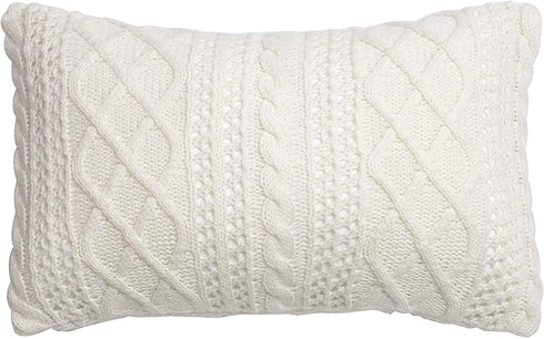 Cable Knit Lumbar Throw Pillow Cover Decorative Rectangular Cushion Case for Couch, Chair, Bed and Home Accent Decor, 16 x 24 Inch / 40 x 60 cm, C...