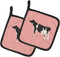 Caroline's Treasures BB7822PTHD Holstein Cow Pink Check Pair of Pot Holders Kitchen Heat Resistant Pot Holders Sets Oven Hot Pads for Cooking Baki...