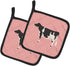 Caroline's Treasures BB7822PTHD Holstein Cow Pink Check Pair of Pot Holders Kitchen Heat Resistant Pot Holders Sets Oven Hot Pads for Cooking Baki...