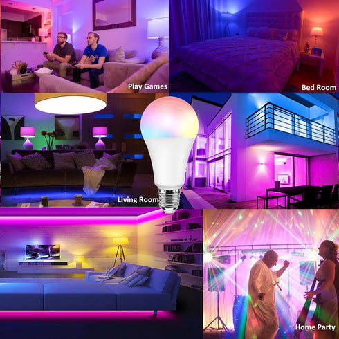 RGB Color Changing Light Bulb with Remote Control, 15W LED Light Bulb E27/E26 6500K White A21 600LM 16 Color Choices Multicolor Dimmable Flood Lig...