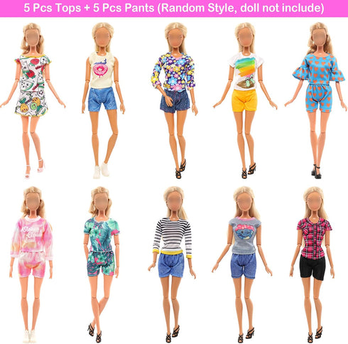 BARWA 10 Sets Doll Clothes Including 5 Bikini Swimsuits 5 Outfit Tops and Pants with 10 Shoes for 11.5 inch Dolls...