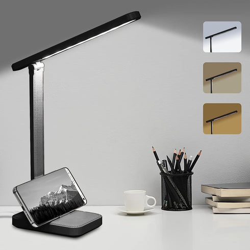 LED Desk Lamp with Touch Control, Reading Lamp No Flicker, 3 Color Modes, Foldable Table Lamp, Eye Caring Reading Light for Office, Home, Dormitor...