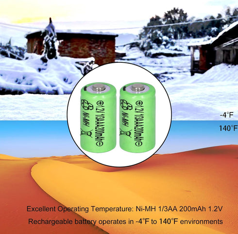 6 Packs 1/3aaa 200mah 1.2v NI-MH Rechargeable Battery for Outdoor Solar Garden Art Light Battery (Not AAA Standard Size Batteries, 1/3 The size of...