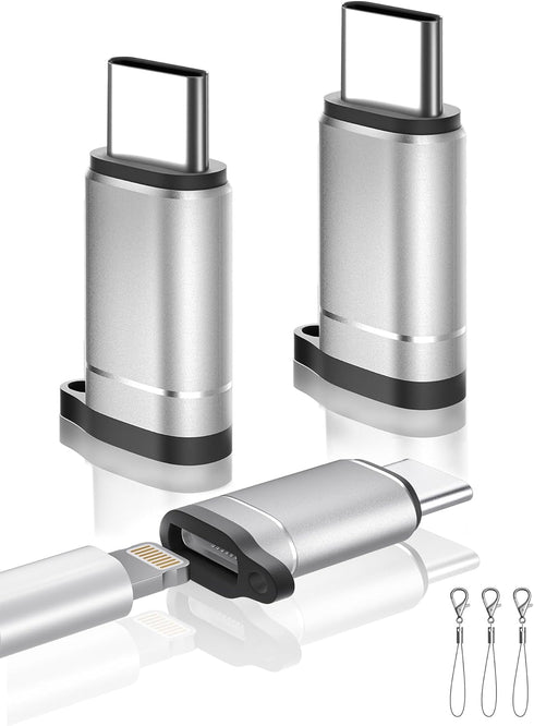 Lightning to USB C Adapter-3 Pack-Fast Charging Adapter - Lightning Female to USB C Male Adapter for iPhone 15 Series, iPad Air, Galaxy S23/Note 2...