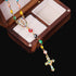 60Pieces Rosary Kits Catholic Cross and Center Medal Charm Metal Enamel Rhinestone Virgen De Guadalupe Pendant Chandelier Link for DIY Jewelry Mak...