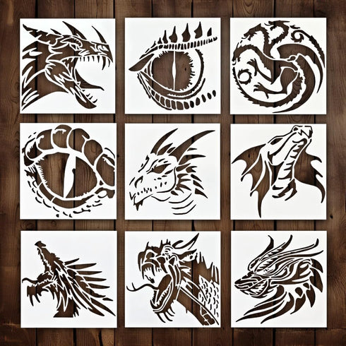 Dragon Stencil | Inspirational Fantasy Aztec Japanese Awesome Graffiti Dragon Stencils for Painting on Wood, Glass, Wall, Rock, Fabric, Walls, Can...
