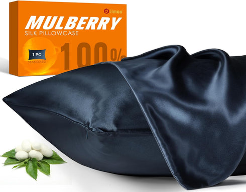 100% Mulberry Silk Pillowcase for Hair and Skin, 22 Momme Pure Natural Silk Pillow Case Both Sided with Zipper, Pillow Cover for Women Mom Men (Na...