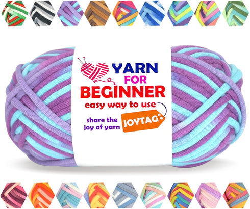 50g Rainbow Beginner Crochet Yarn for Crocheting and Knitting Multicolor Cotton Crochet Yarn for Beginners with Easy-to-See Stitches Cotton-Nylon ...