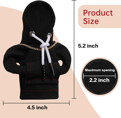 Car Gear Shift Hoodie, Funny Mini Hoodie Car Decor, Winter Warm Universal Fit Shift Knob Cover, Automotive Interior Decoration Accessories Gift (B...