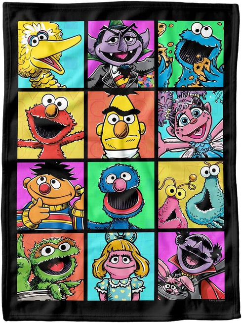 LOGOVISION Sesame Street Lightweight Baby Blanket, 30"X40", Hand Drawn Squares Unisex for Infants Girls & Boys...