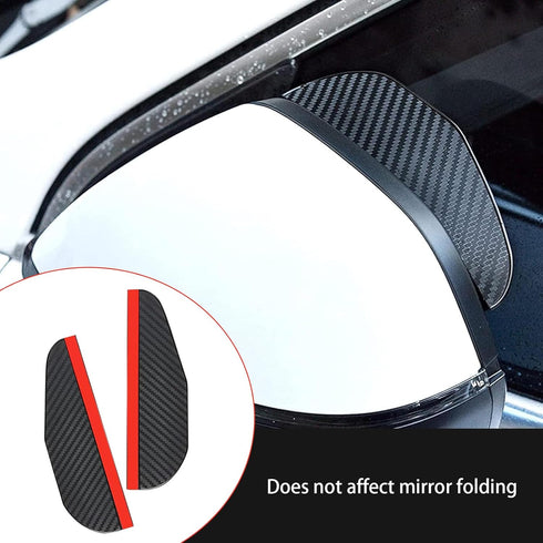 2 PCS Car Carbon Fiber Rear View Mirror Rain Eyebrow, 7.1" x 2.2" PVC Flexible Waterproof Reflective Protective Board, Rainwater Deflector to Main...