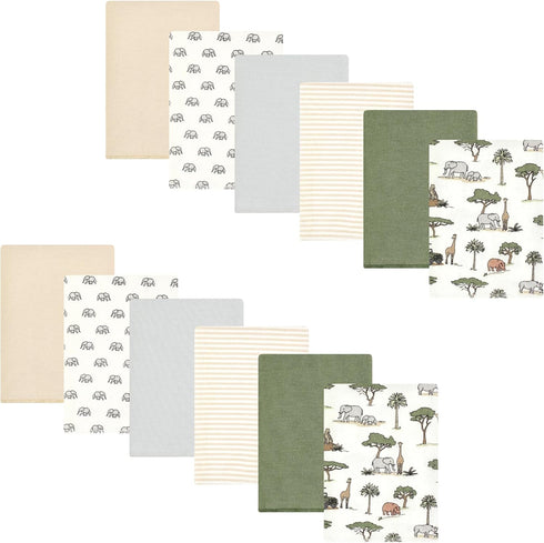 Hudson Baby Unisex Baby Cotton Flannel Burp Cloths Bundle, Going On Safari, One Size...