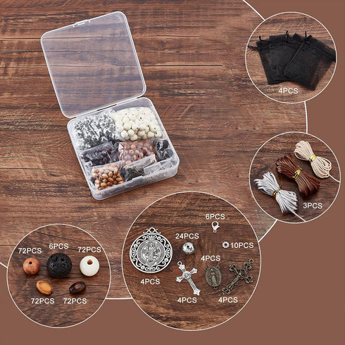 PH PandaHall 359pcs Rosary Jewelry Making Kit First Communion Necklace Set Prayer Making Supplies Cross Charms for Easter Eid Mubarak Ramadan Neck...