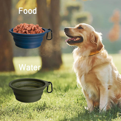 PetBonus 2-Pack Silicone Collapsible Dog Bowls, BPA Free Dishwasher Safe, Portable Foldable Expandable Travel Bowl, Food Water Feeding Cup Dish fo...