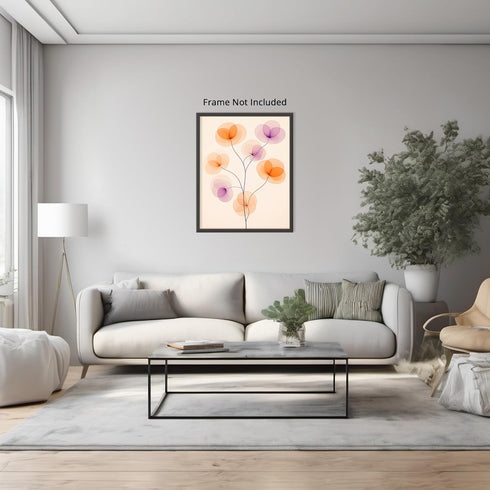 Posterizer 1 pcs-minimalist dainty flowers in orange and purple art 4-Abstract & Modern Art-Floral & Botanical Art-Chic Home Decor- unframed wall ...