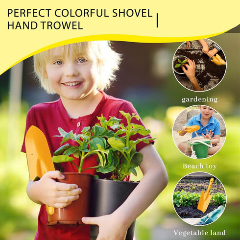 Mini Colorful Garden Hand Shovel, Metal Sand Shovels Tools for Kids Rust Resistant Spade Shovel for Planting, Transplanting, Weeding, Digging, Bea...