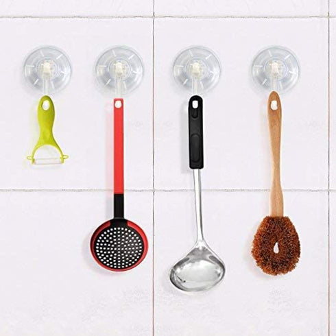 Clear Plastic Suction Cup Hook, oobest 6 Pack Ultra Heavy Duty Hooks Strong Power Lock Hooks Vacuum Traceless Hooks Smooth Waterproof Oil-Proof Wa...