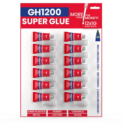 12 Grams Super Glue All Purpose with Anti Clog Cap. Ca Glue - Adhesive SuperGlue. Cyanoacrylate Glue for Hard Plastics, DIY Craft, Metal (12 g)...