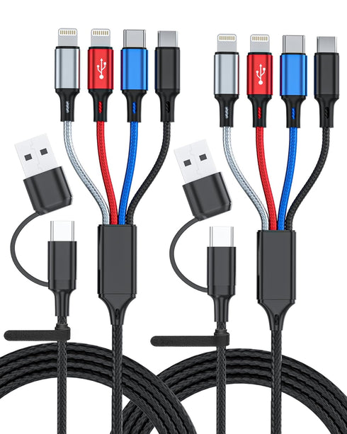 seynli (2-Pack) 6-in-1 Multi Charging Cable 6ft, Charging Cables for Multiple Devices, Compatible with iPhone, USB-C, Micro USB - Multi End Chargi...