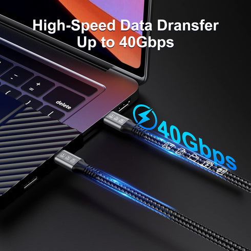 240W Thunderbolt 4 Cable 3ft, USB C Thunderbolt 4 Cable Monitor Cable Supports 40Gbps Data Transfer and Single 8K/Dual 4K Video Compatible with Th...